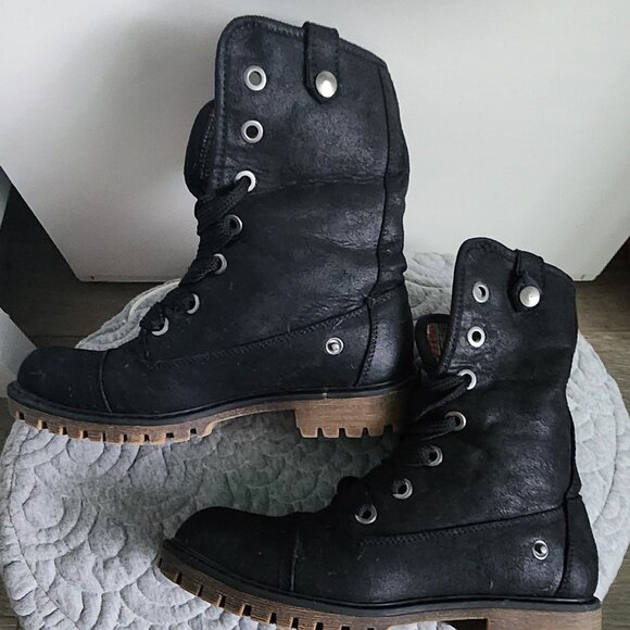 True Craft Boots-Lace Up Fold Down to Red Plaid Booties-Women's 6M - Picture 2 of 10